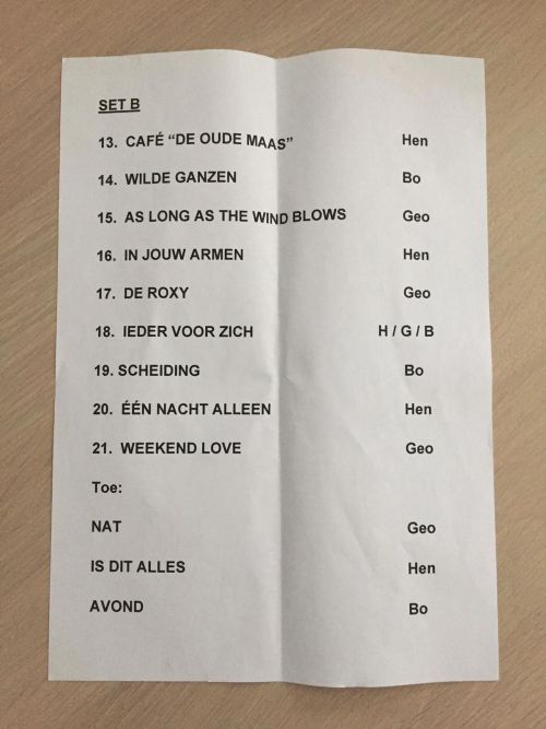 2020 Vreemde Kostgangers setlist photo part 2 February 14 2020 Gouda - Schouwburg